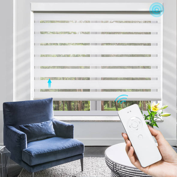 PREMIUM 3" Light Filtering Smart Home Motorized Zebra Blinds, max width. 96in