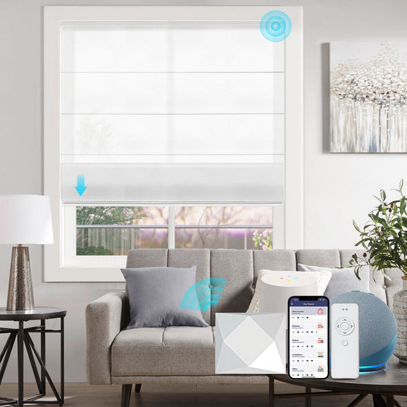 AURELIA Smart Home Motorized Roman Shades Semi-Sheer, 2 colors