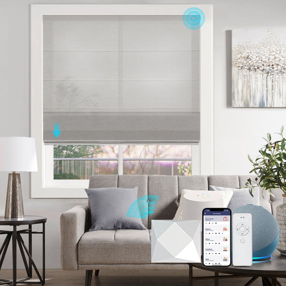 AURELIA Smart Home Motorized Roman Shades Semi-Sheer, 2 colors