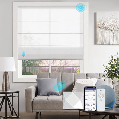 CAPRI Smart Home Motorized Roman Blinds Semi-Sheer, 3 colors