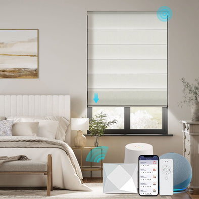 SORRENTO Smart Home Motorized Blackout Roman Shades, 3 colors