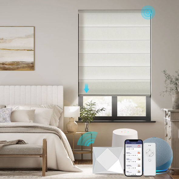 SORRENTO Smart Home Motorized Blackout Roman Shades, 3 colors