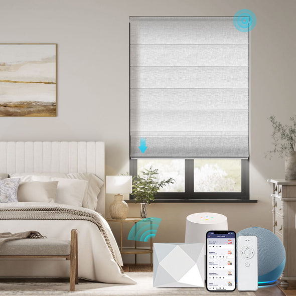 SORRENTO Smart Home Motorized Blackout Roman Shades, 3 colors