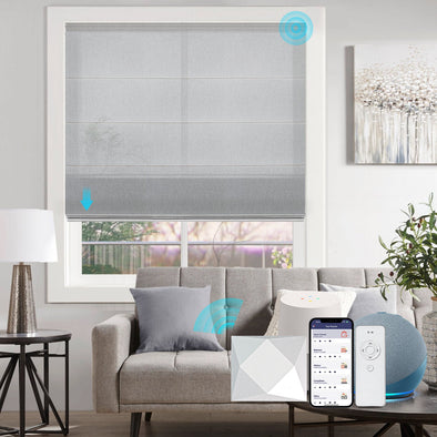 CAPRI Smart Home Motorized Roman Shades Semi-Sheer, 3 colors