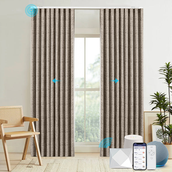 BRISK Custom Motorized 70% Blackout Curtains, 3 Colors