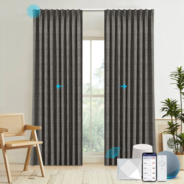 BRISK Custom Motorized 70% Blackout Curtains, 3 Colors