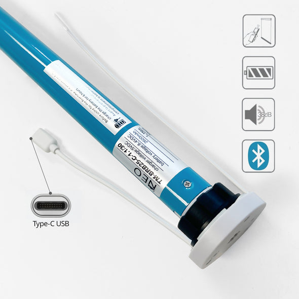 Nouvelle génération – Moteur à batterie tubulaire DIY BRB25 pour stores avec tube de 1,5 pouces/38 mm, télécommande ou contrôle par application