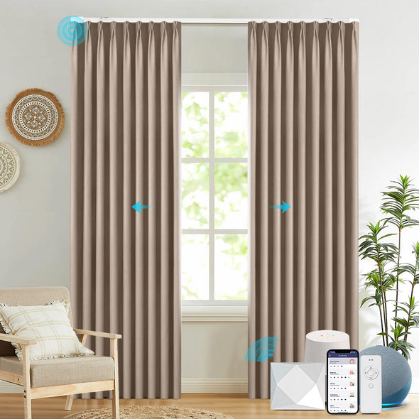 BREEZE Custom Motorized 85% Blackout Curtains, 8 Colors