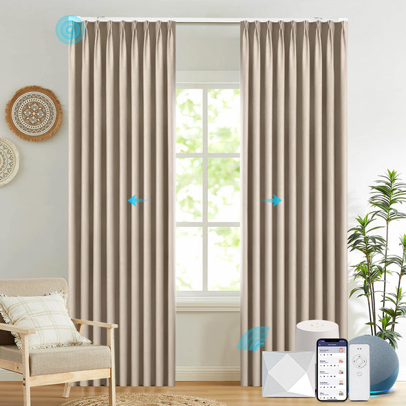 BREEZE Custom Motorized 85% Blackout Curtains, 8 Colors