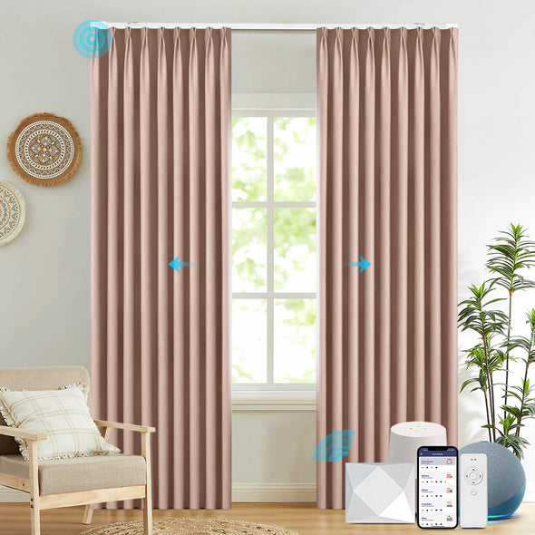 Electric curtains from BRERZE series installed in a living room.