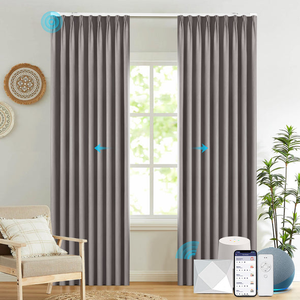 Electric curtains from BRERZE series installed in a living room.