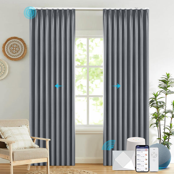 BREEZE Custom Motorized 85% Blackout Curtains, 8 Colors