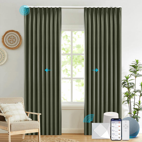 Electric curtains from BRERZE series installed in a living room.