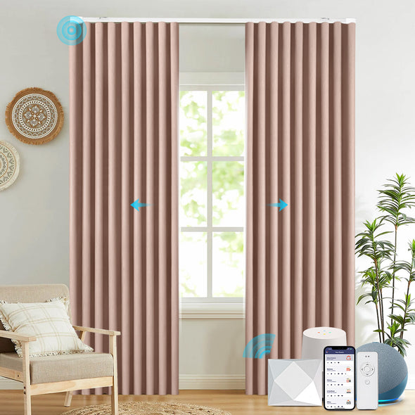 Electric curtains from BRERZE series installed in a living room.
