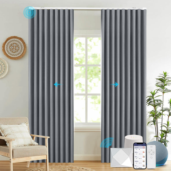 Electric curtains from BRERZE series installed in a living room.