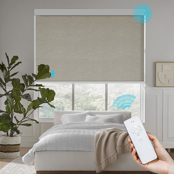 COTTON Smart Home Motorized Blackout Roller Blinds, 5 colors