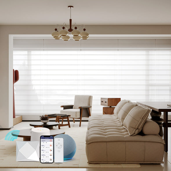Stores Shangri-la motorisés SHEER Smart Home avec filtrage de la lumière, 6 couleurs