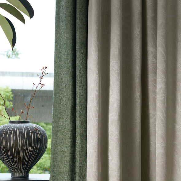 MELLOW series curtains hanging in a living room.
