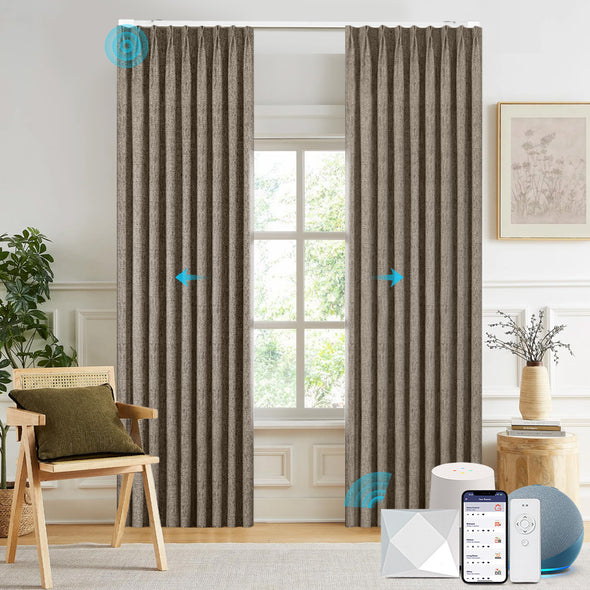 Electric curtains from MELLOW series installed in a living room.