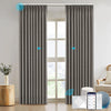 NESTO collection motorized blackout curtains in ripplefold style, installed in modern room with smart home control system and voice assistant compatibility


