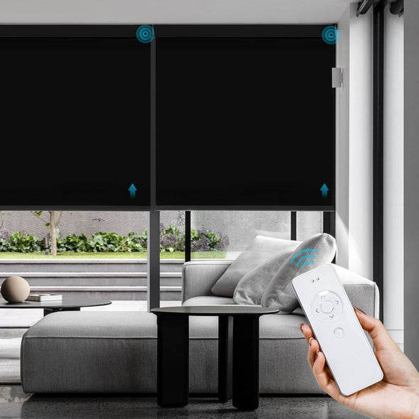 PURE Blackout Smart Home Motorized Roller Blinds, Easy To Clean (Max width. 72in)