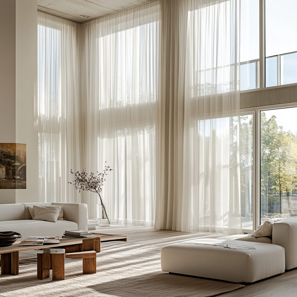ADORE Custom Motorized Sheer Curtains, 100% Special Silk, 2 colors