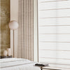 ZENIA motorized curtains with remote and smart app control, soft green textured fabric in modern room