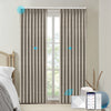 TIRAZ pinch-pleat curtains, motorized curtains with remote, smart curtains with app control, modern textured drapes, gosmartblinds electric curtains