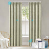 ZENIA ripplefold motorized curtains with remote and smart app control, soft green textured fabric in modern room