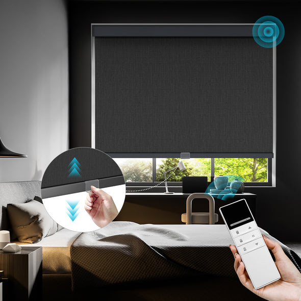 SERENA HYBRIX Smart & Manual 2-IN-1 Dual Control Blackout Roller Blinds, OEKO-TEX® & GREENGUARD certified
