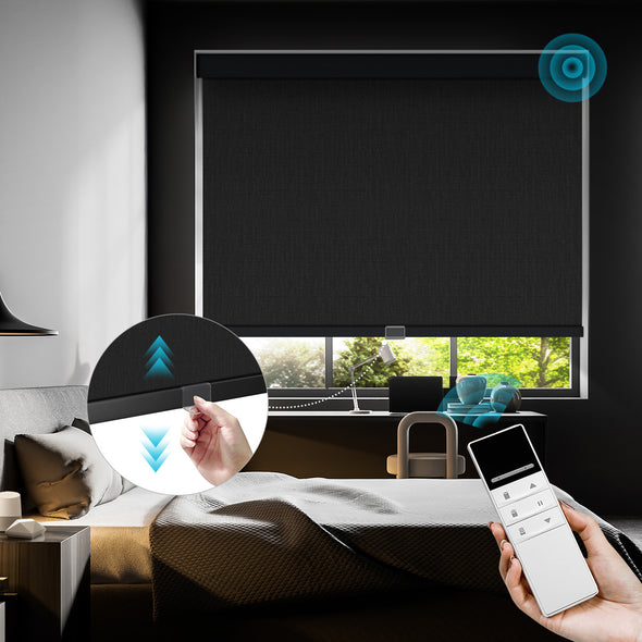 SERENA HYBRIX Smart & Manual 2-IN-1 Dual Control Blackout Roller Blinds, OEKO-TEX® & GREENGUARD certified