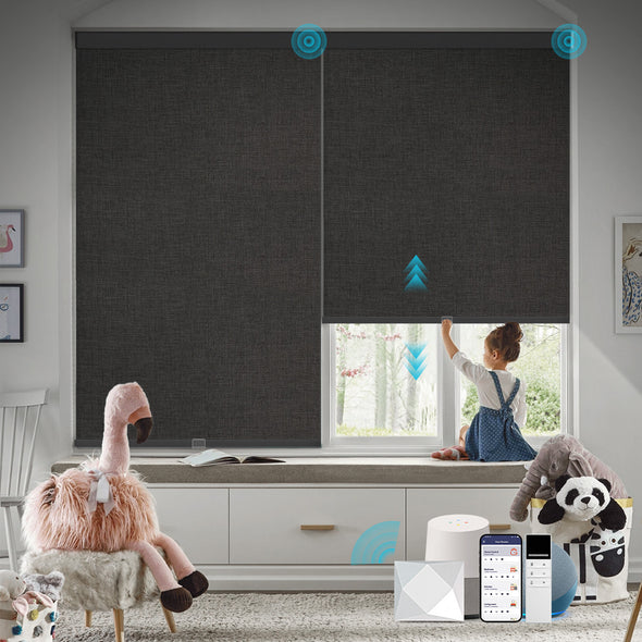 VELA HYBRIX Smart & Manual 2-IN-1 Dual Control Blackout Roller Blinds, OEKO-TEX® & GREENGUARD certified