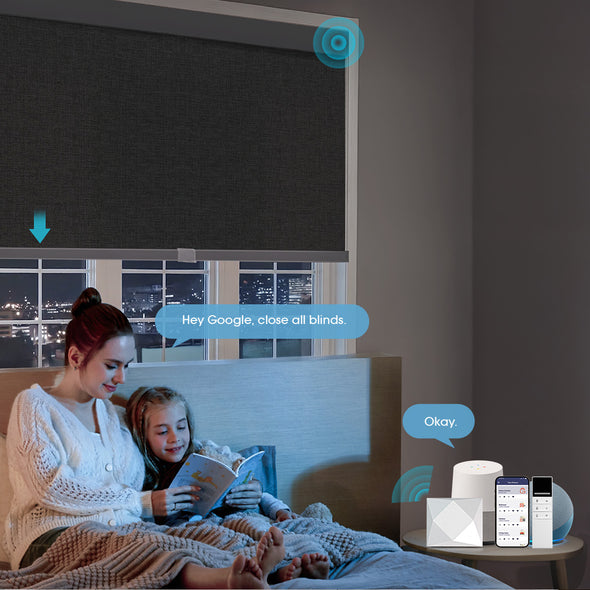 VELA HYBRIX Smart & Manual 2-IN-1 Dual Control Blackout Roller Blinds, OEKO-TEX® & GREENGUARD certified