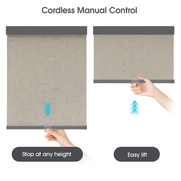 TERRA HYBRIX Smart & Manual 2-IN-1 Dual Control Blackout Roller Blinds, OEKO-TEX® & GREENGUARD certified