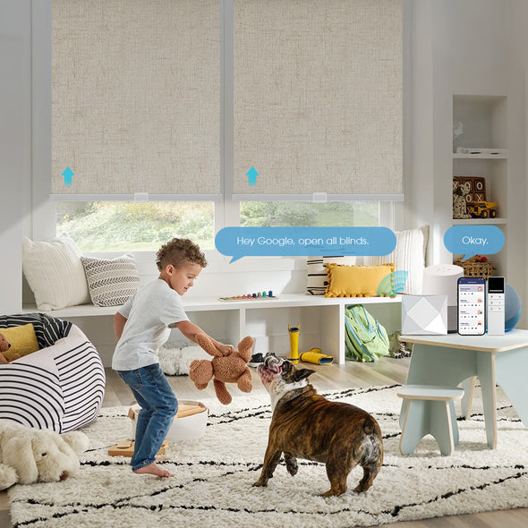 TERRA HYBRIX Smart & Manual 2-IN-1 Dual Control Blackout Roller Blinds, OEKO-TEX® & GREENGUARD certified