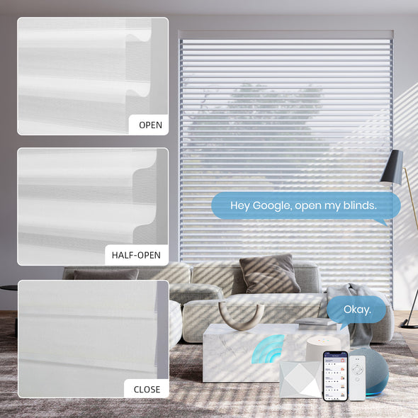 LUNAR Smart Home Motorized Shangri-la Blinds Room Darkening, 4 colors