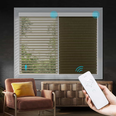 LUNAR Smart Home Motorized Shangri-la Blinds Room Darkening, 4 colors