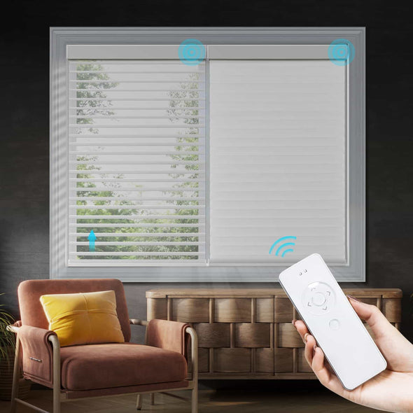 LUNAR Smart Home Motorized Shangri-la Blinds Room Darkening, 4 colors