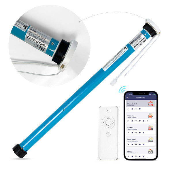 Nouvelle génération – Moteur à batterie tubulaire DIY BRB25 pour stores avec tube de 1,5 pouces/38 mm, télécommande ou contrôle par application
