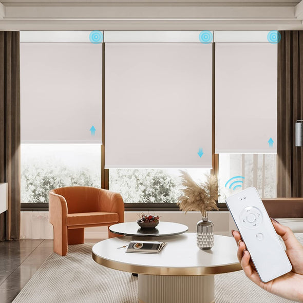PURE Blackout Smart Home Motorized Roller Blinds, Easy To Clean (Max width. 72in)