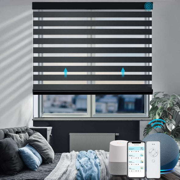 ECLIPSE 3" Blackout Smart Home Motorized Zebra Blinds, max width. 96in