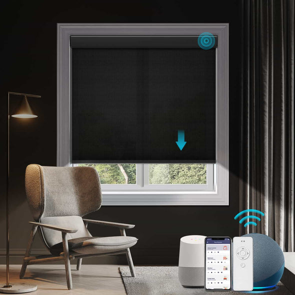 SOL1 Stores solaires motorisés à enroulement 1% d'ouverture Protection UV Réduire la chaleur, 5 couleurs