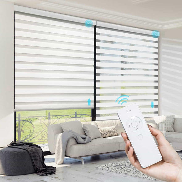 PREMIUM 3" Light Filtering Smart Home Motorized Zebra Blinds, max width. 96in