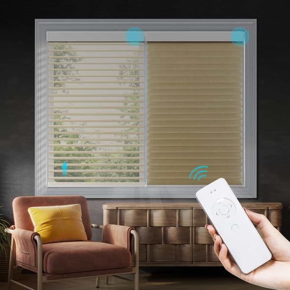 LUNAR Smart Home Motorized Shangri-la Blinds Blackout, 4 colors