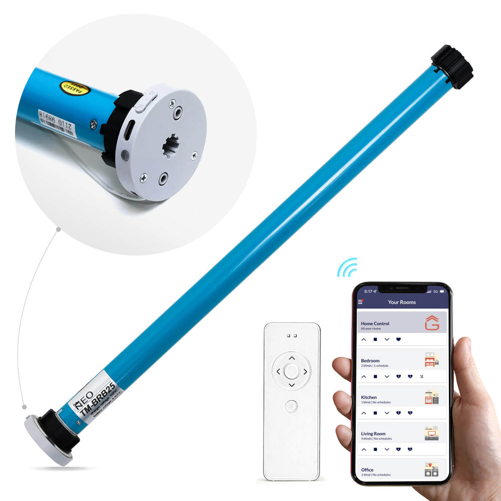 DIY Tubular Battery Motor BRB25 1.1Nm for Blinds with 1.5in/38mm Tube, Remote Control or App Control